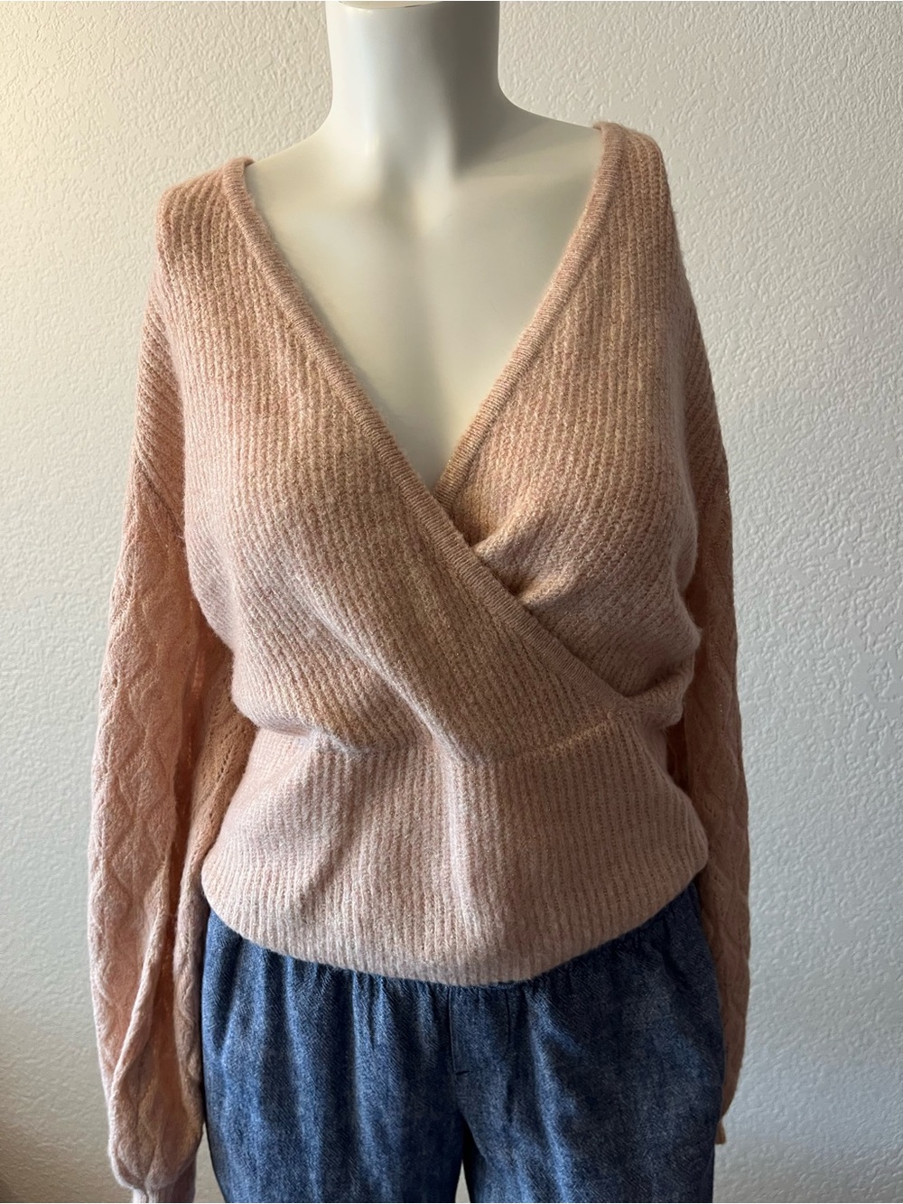 Jessic Simpson Women's Soft Wrap Pullover Sweater in Blush Pink